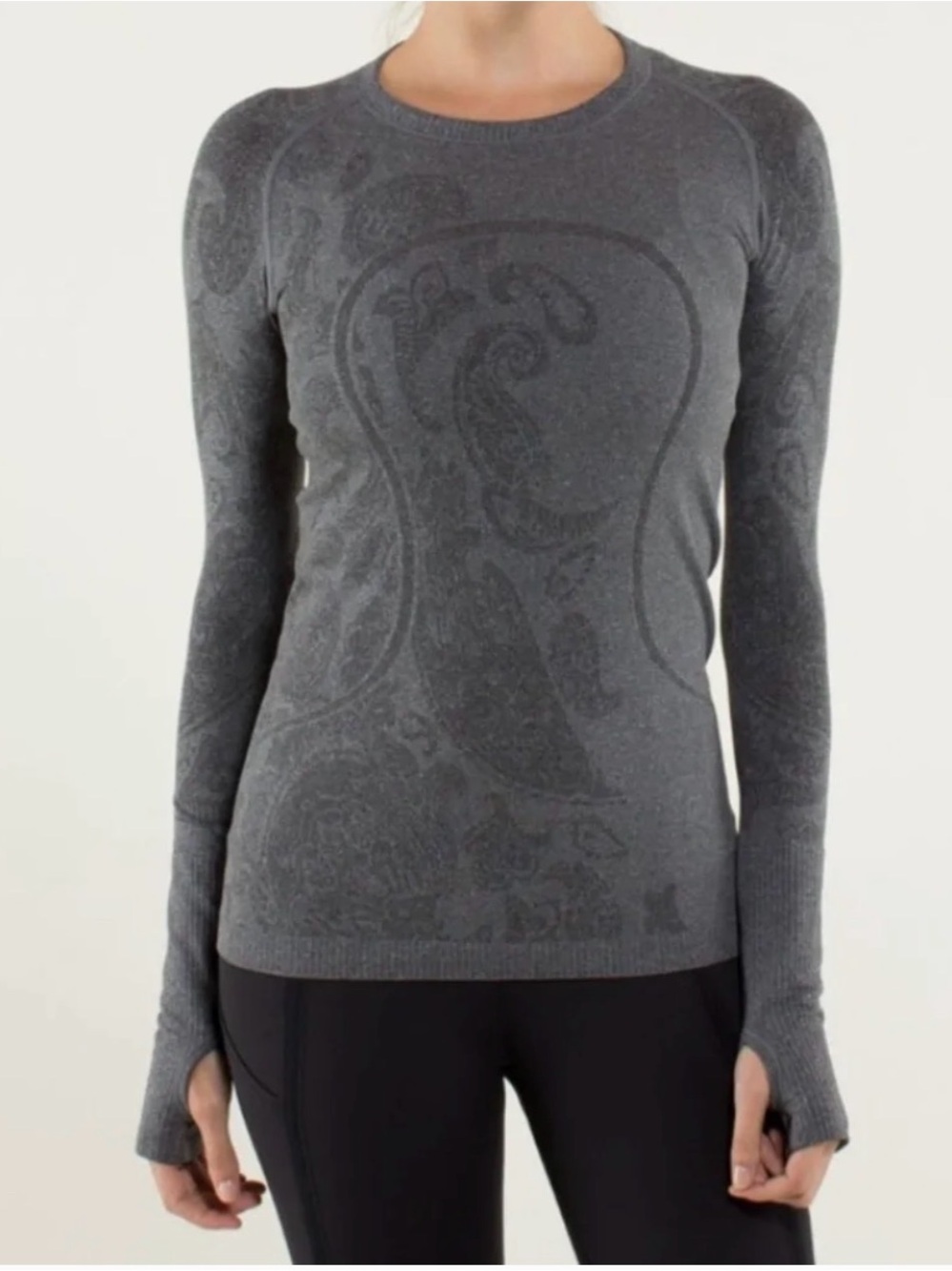 lululemon athletica Charcoal Paisley Long-Sleeve Crew